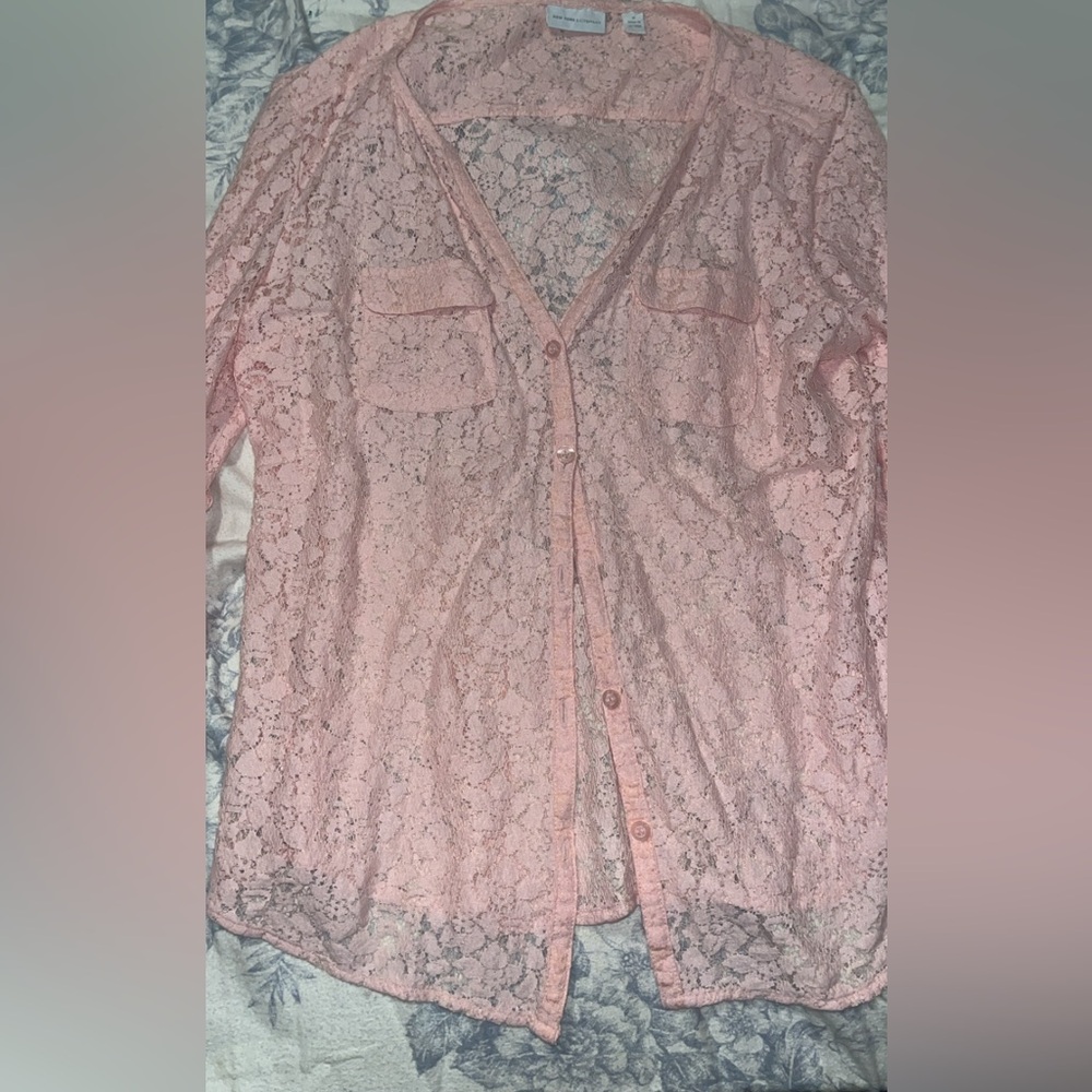 New York and Company see through lace shirt